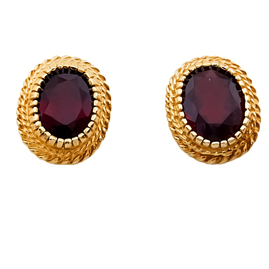 9ct Gold Garnet Stud Earrings